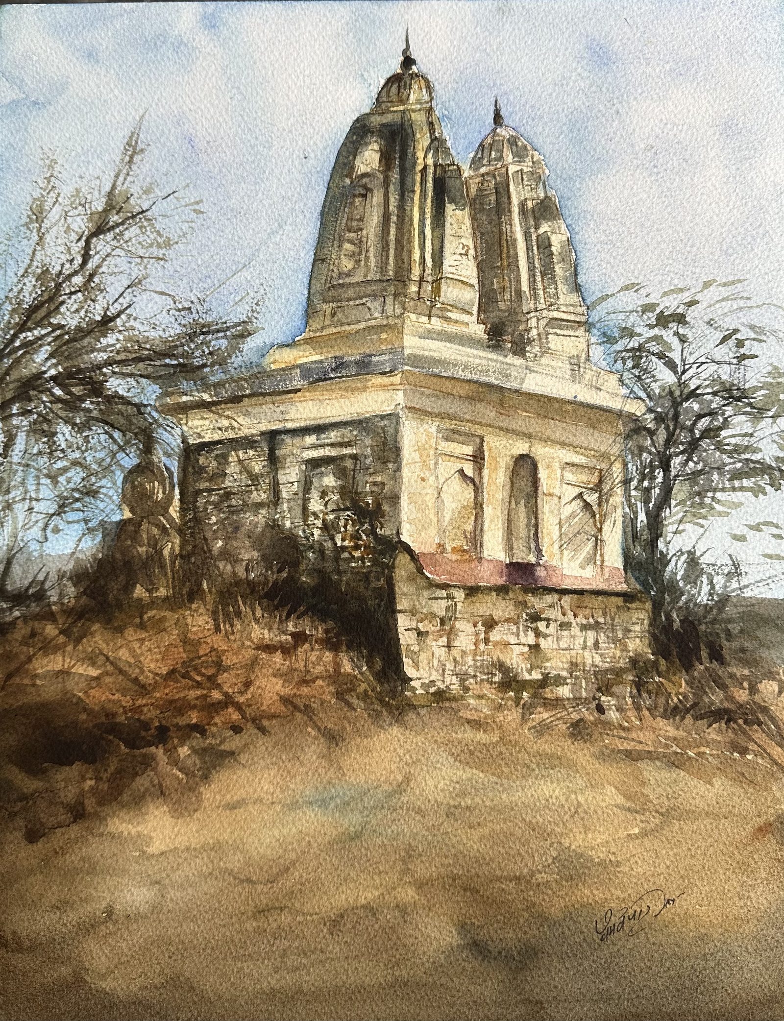 Temple towers in bright sunlight
