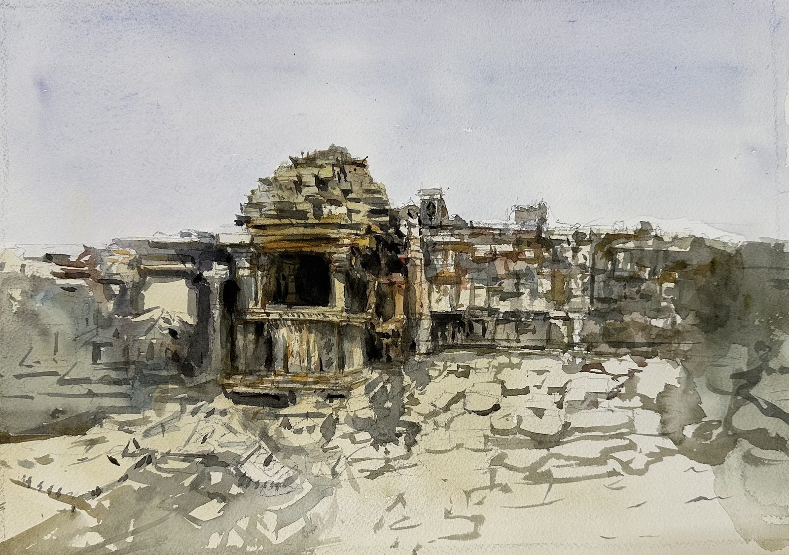 Wide view of temple ruins