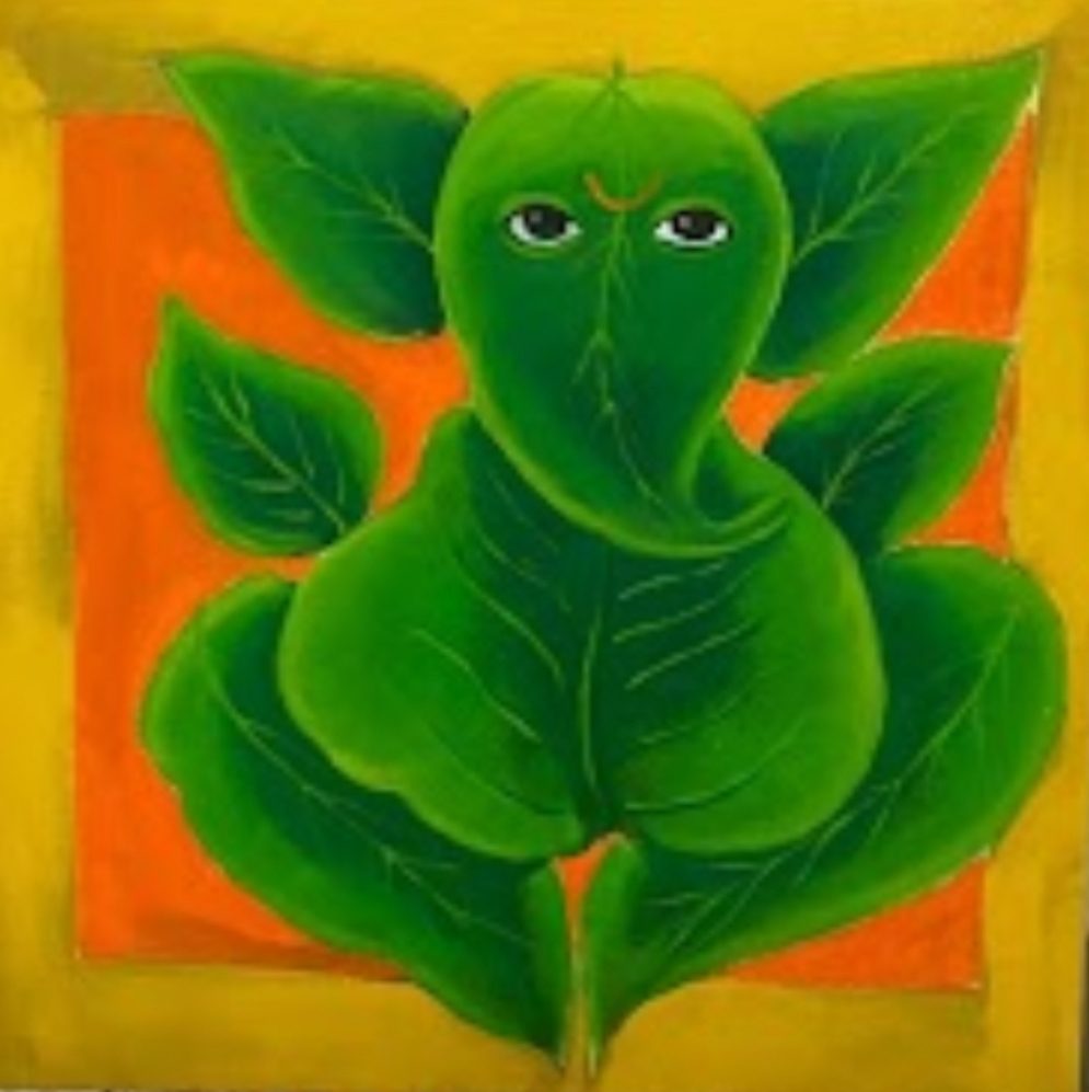 Ganesha formed from green leaves