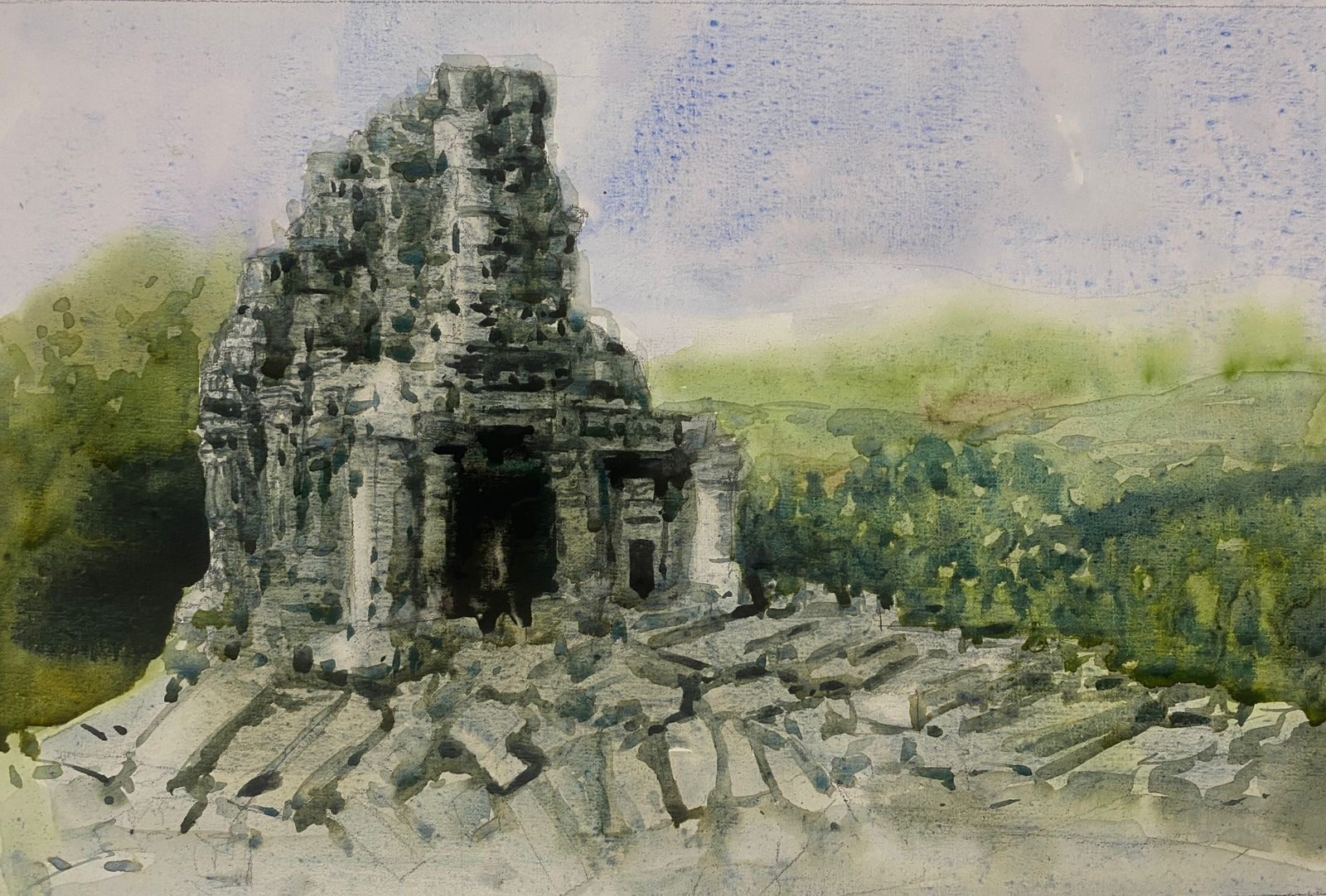 Temple ruin with open doorway